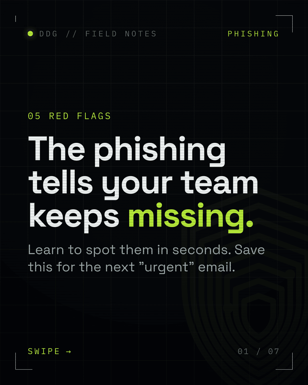 Data Defend phishing field notes carousel cover.