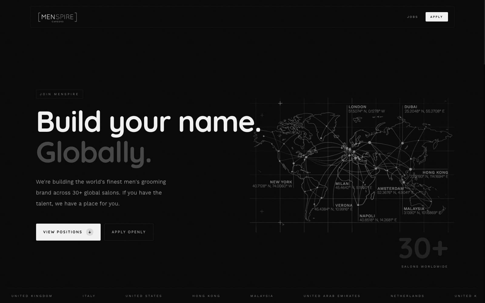The Menspire recruitment platform.