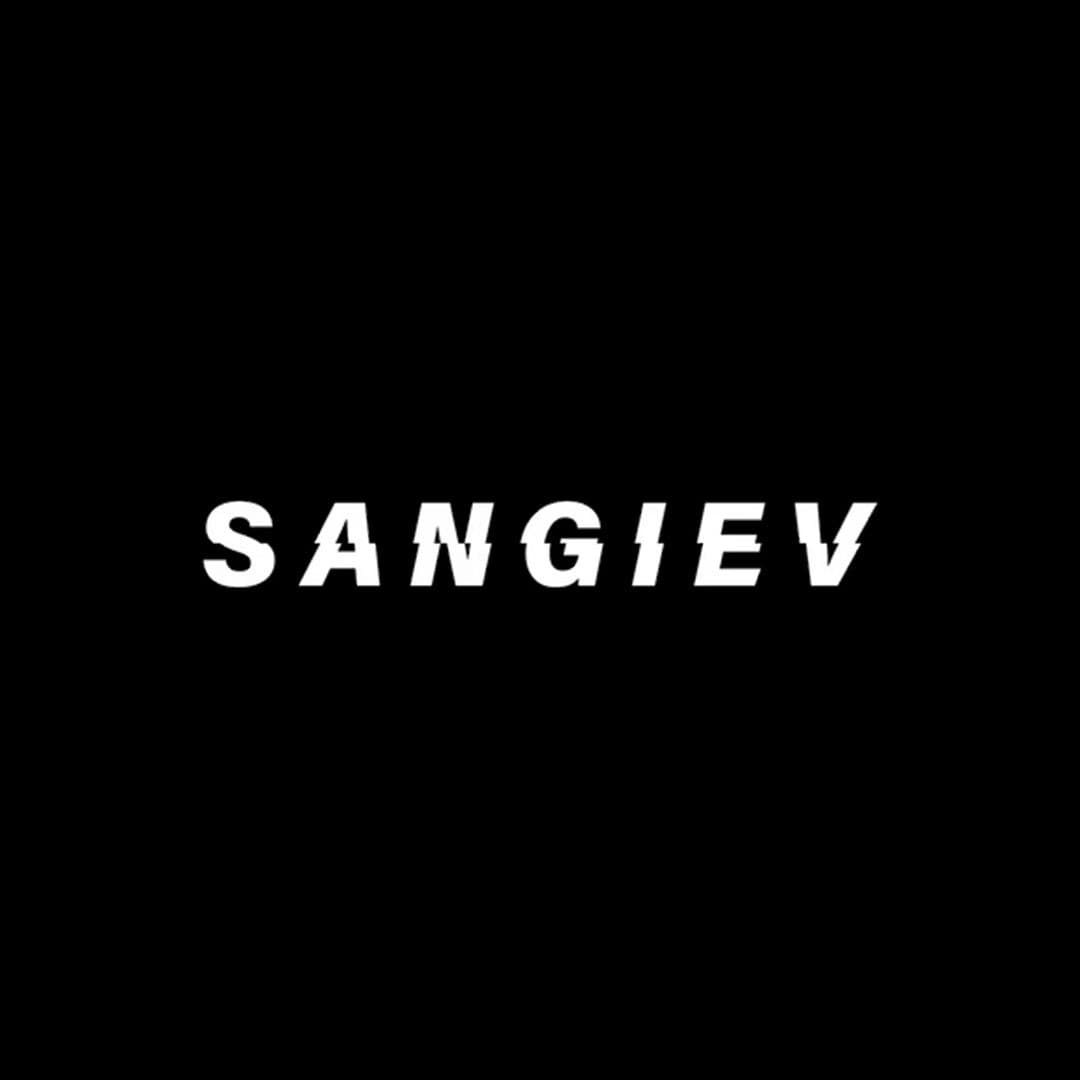 The Sangiev wordmark in white on black.