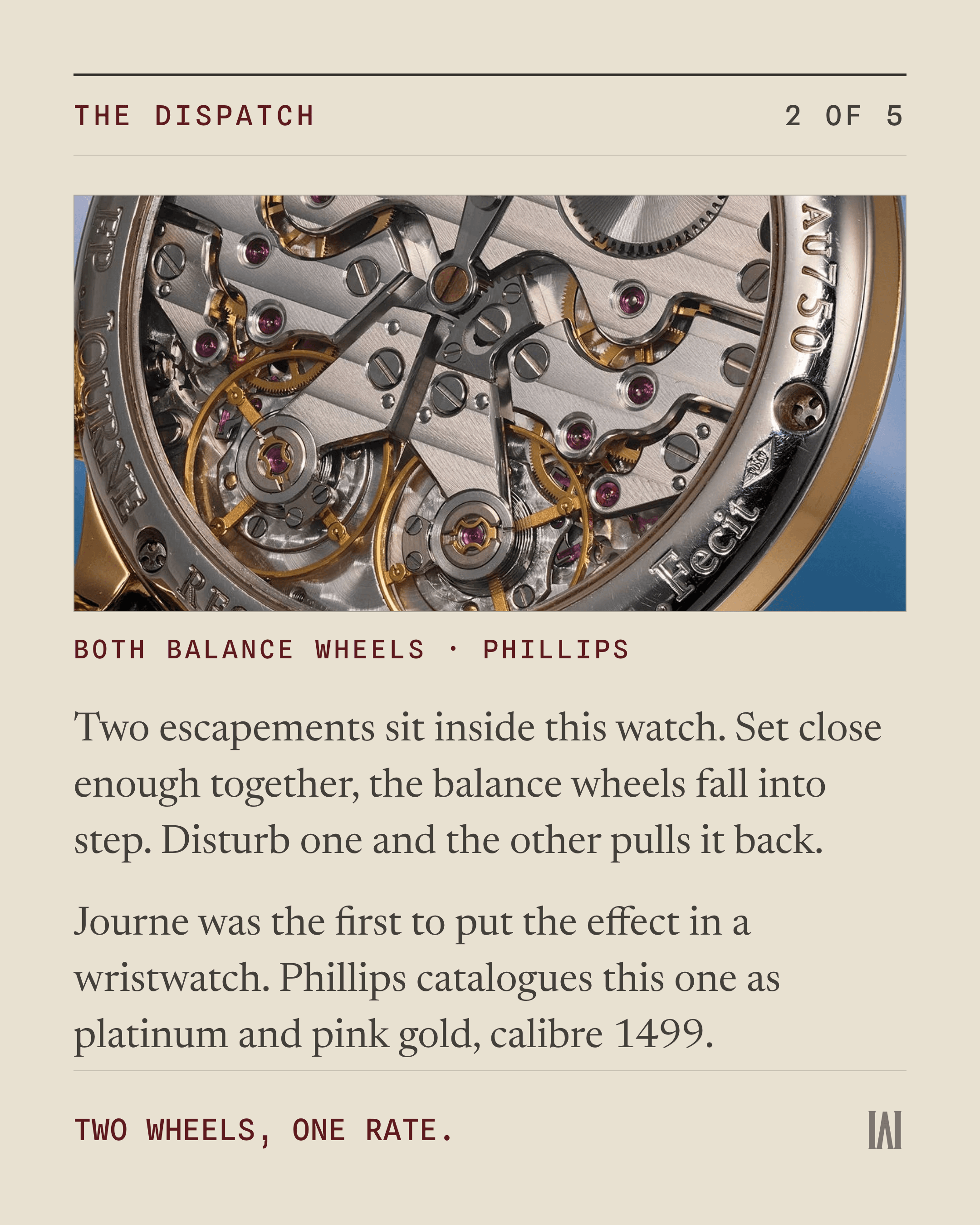 A close study of the two balance wheels inside the F.P. Journe Resonance.